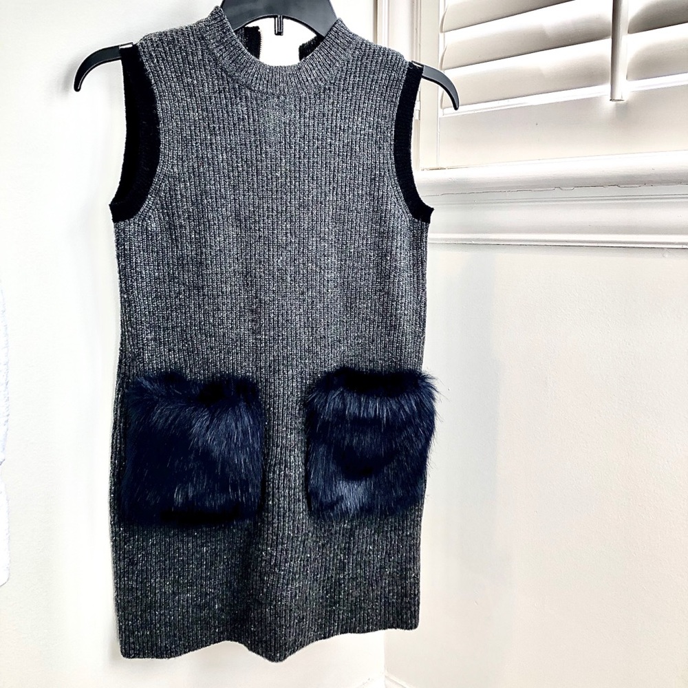 Crew Cuts Logan Faux Fur Pocket Sweatshirt Dress